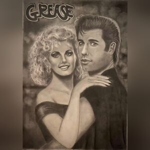 Grease Movie Poster Pencil Drawing
